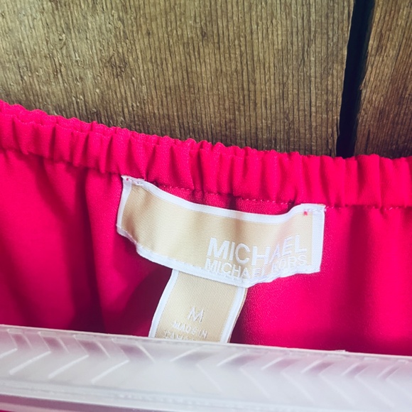 MICHAEL Michael Kors Solid Ruffle Peasant Top, Deep Pink, Long Sleeve Blouse M - Picture 11 of 15